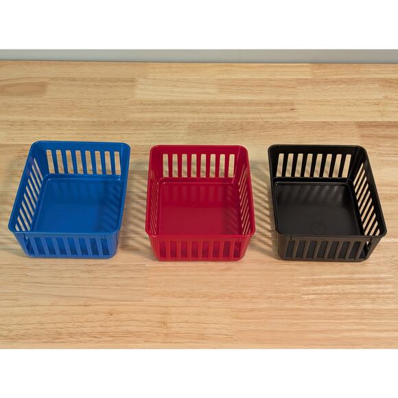 Set of 3 Plastic Sorting & Organizing Bins Office Supplies Sewing Red Blue Black - Picture 1 of 3